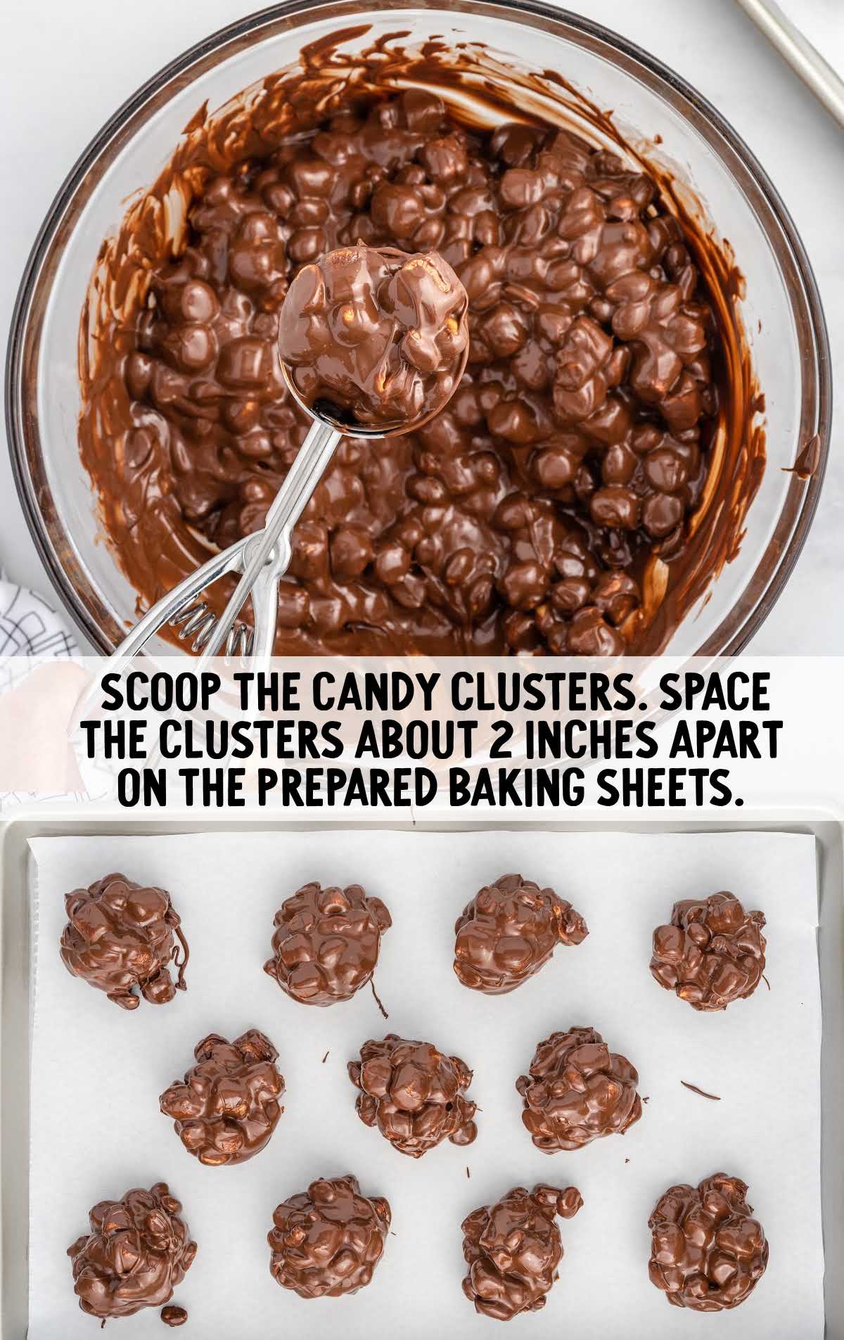 candy cluster scooped out and place on a baking sheet spread apart
