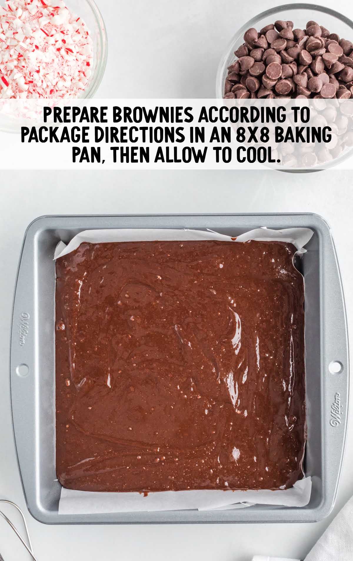 brownies prepared according to package in a baking dish