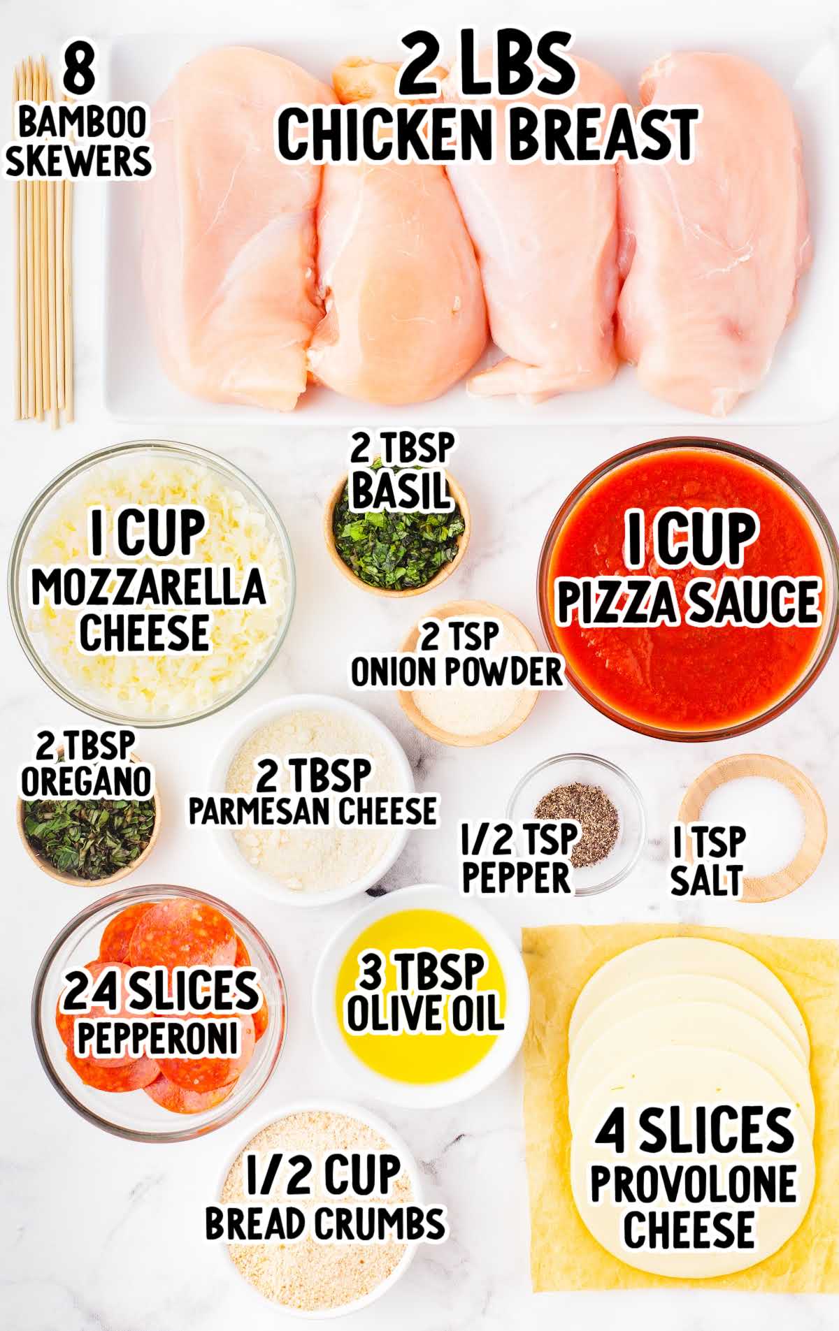 Pizza Chicken raw ingredients that are labeled