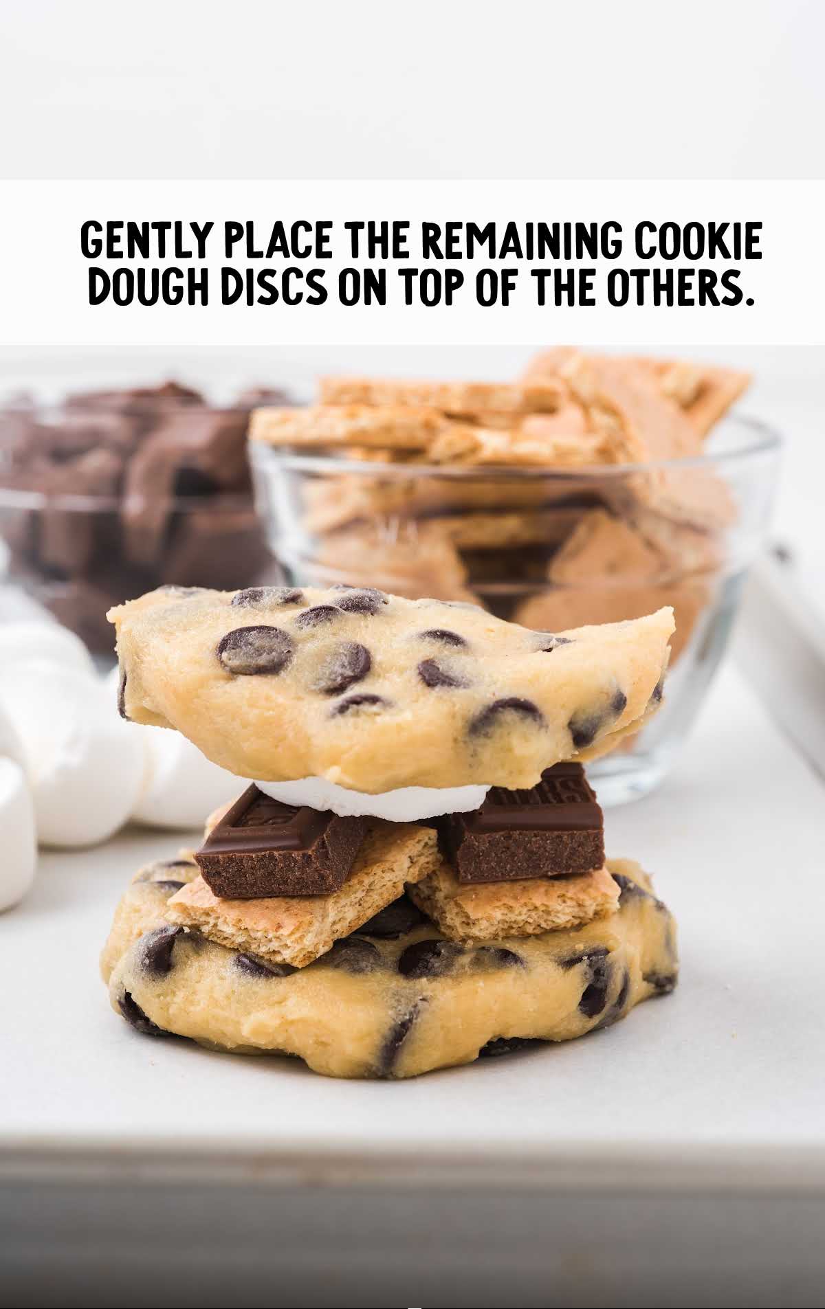 cookie dough discs on top of the others