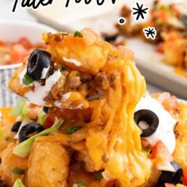 a close up shot of Tater Tot Nachos on a plate