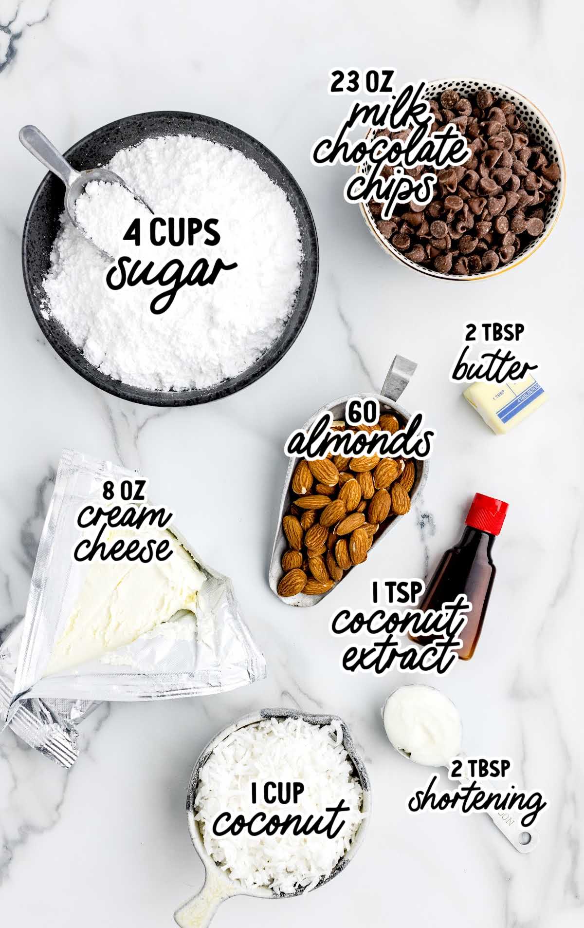Almond Joy Bars raw ingredients that are labeled