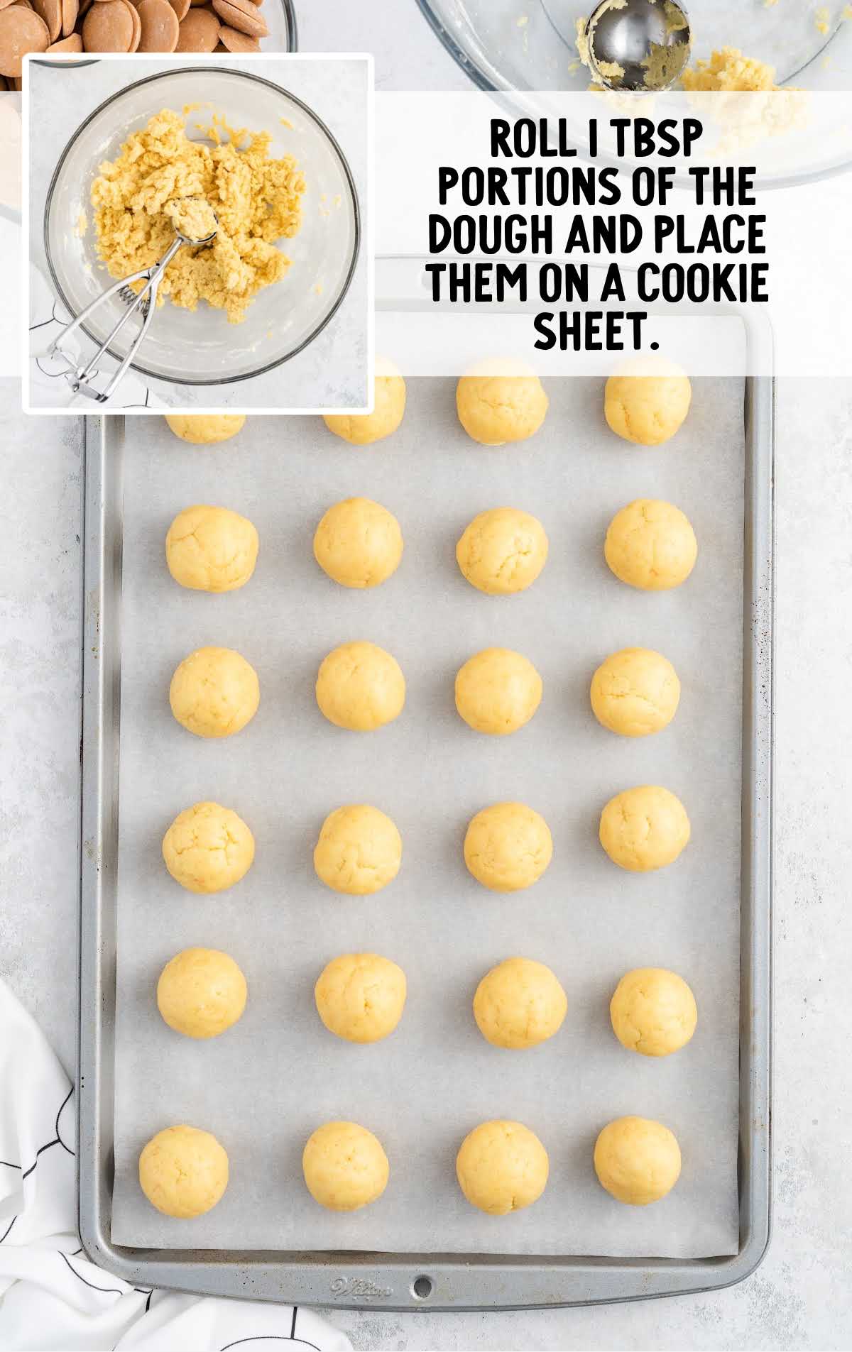 roll dough into a ball and place on cookie sheet