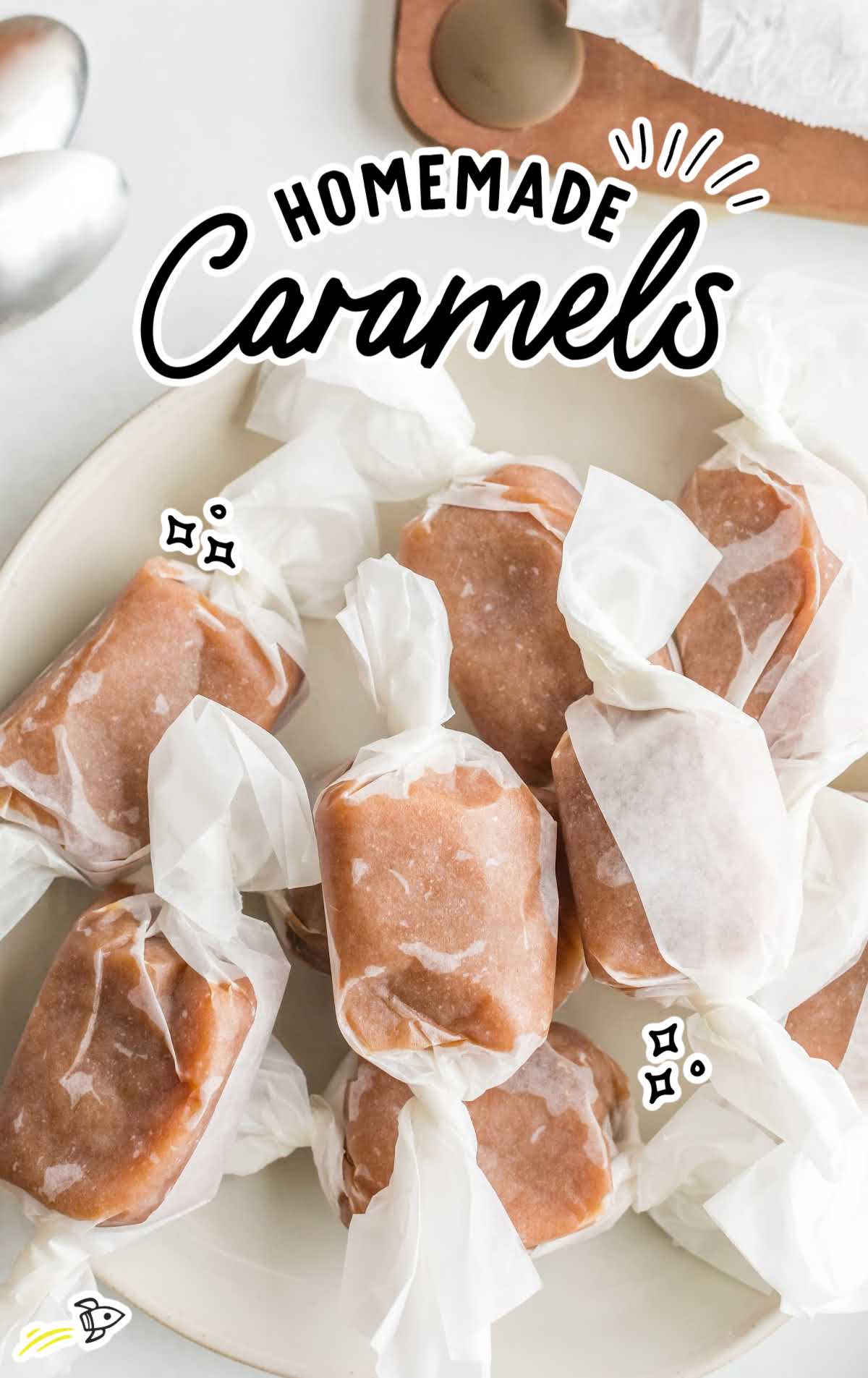 a overhead shot of Caramels on a plate