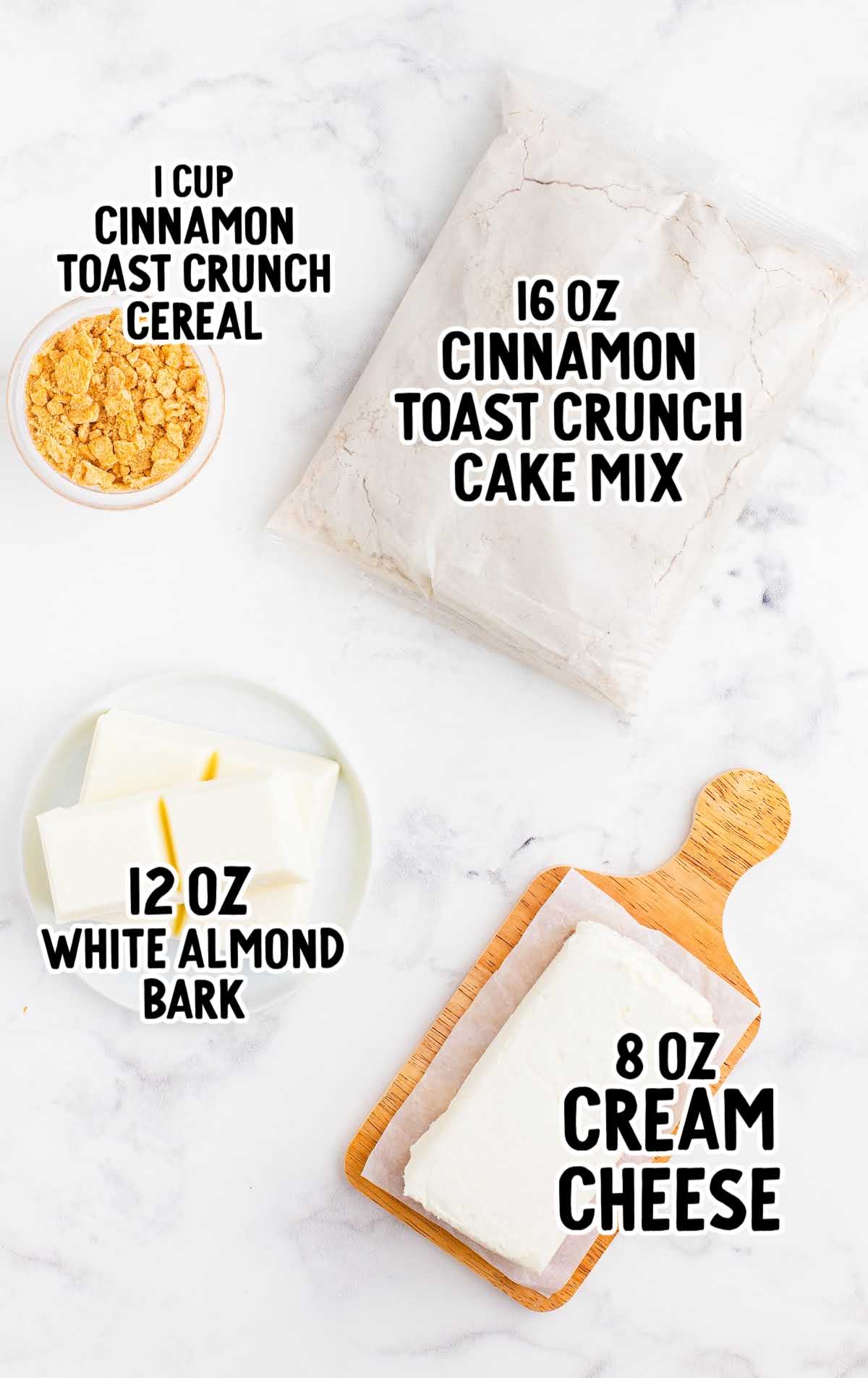 Cinnamon Toast Crunch Cheesecake Bites raw ingredients that are labeled