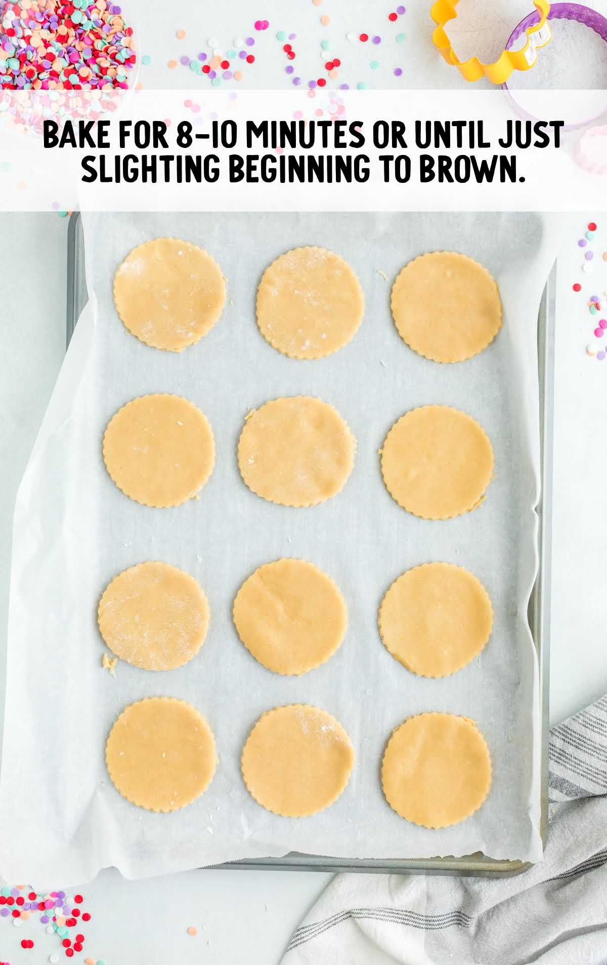 Cut-Out Sugar Cookies placed in a baking sheet