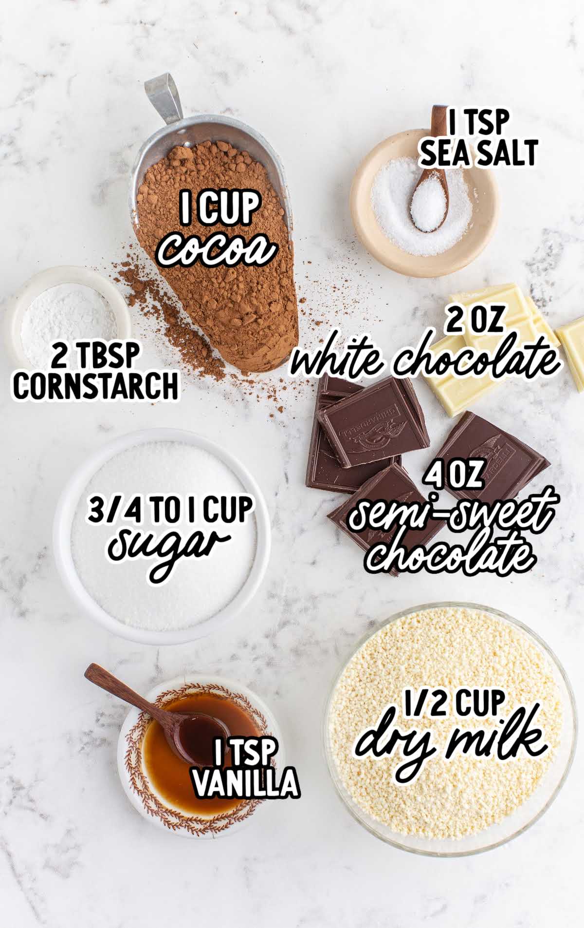 hot chocolate mix raw ingredients that are labeled