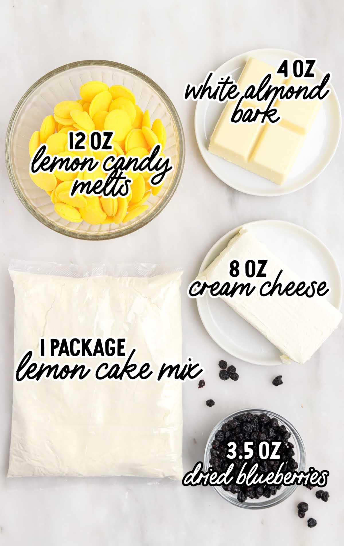 Lemon Blueberry Cheesecake Bites raw ingredients that are labeled