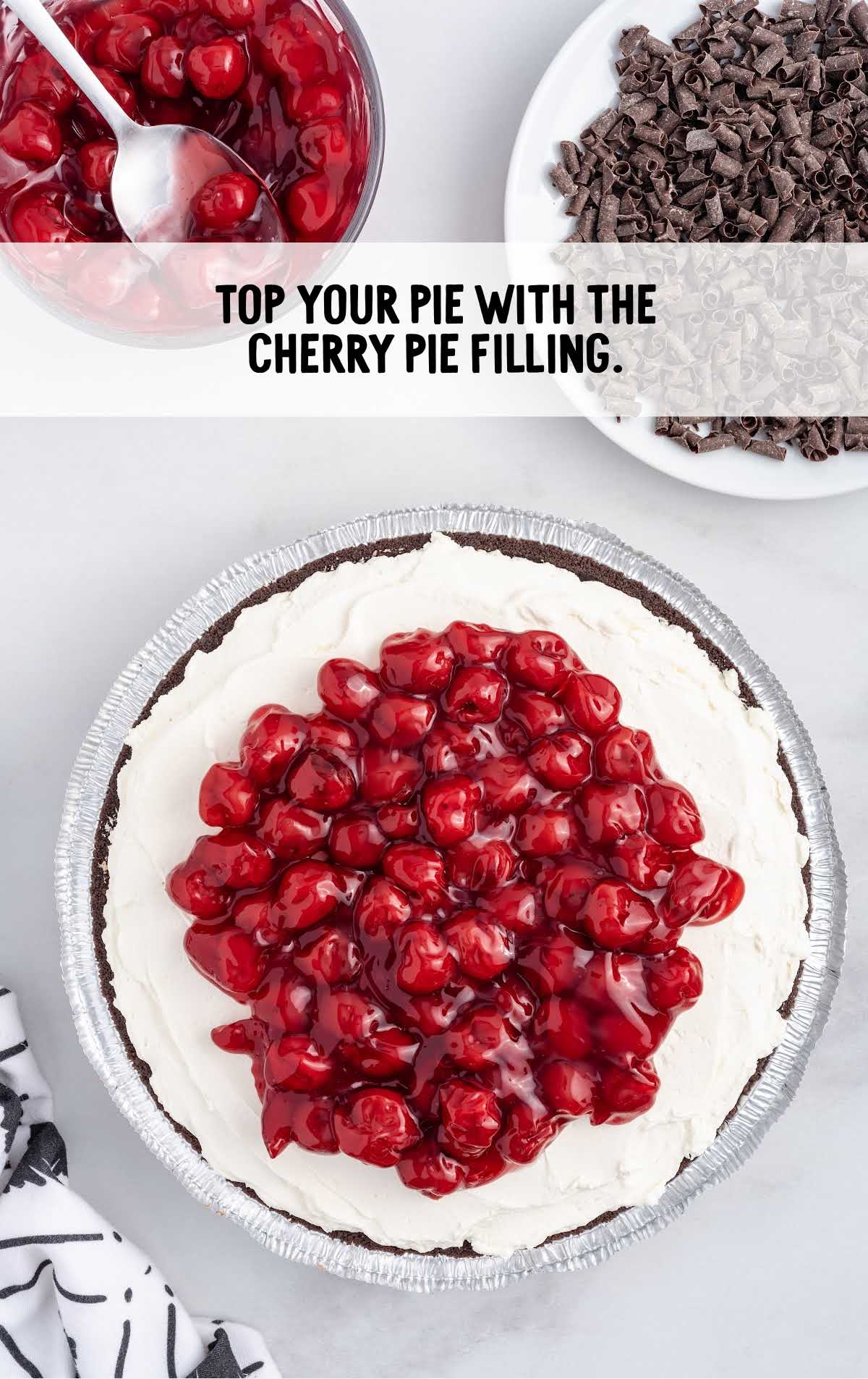 cherry pie filling topped on top of the pie