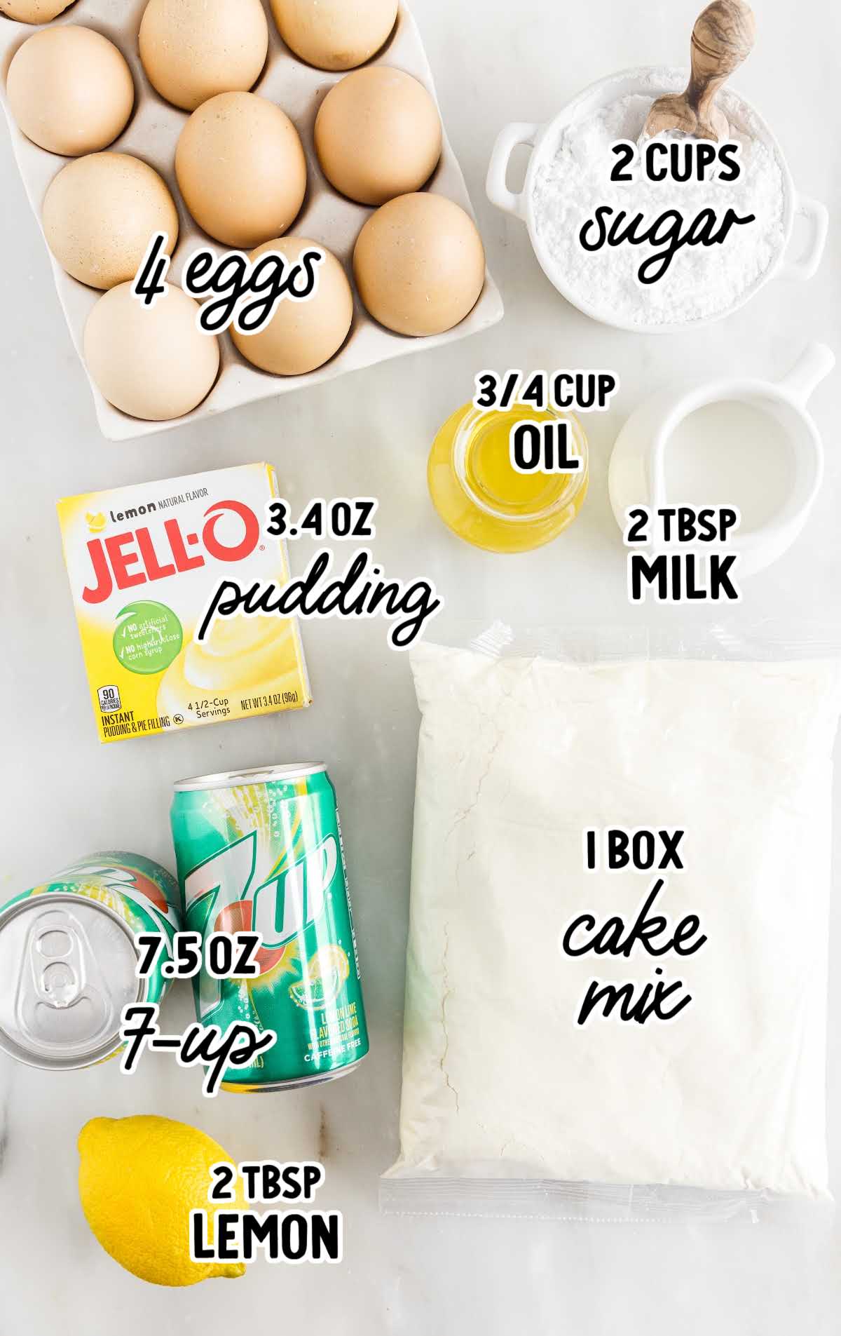 7Up Cake raw ingredients that are labeled
