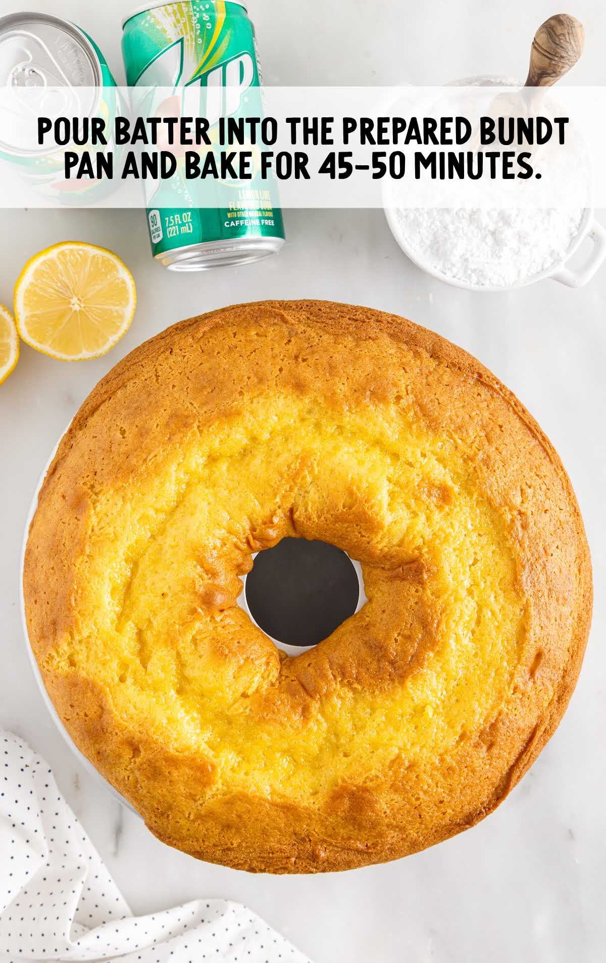 batter poured into the prepared bundt pan and bake