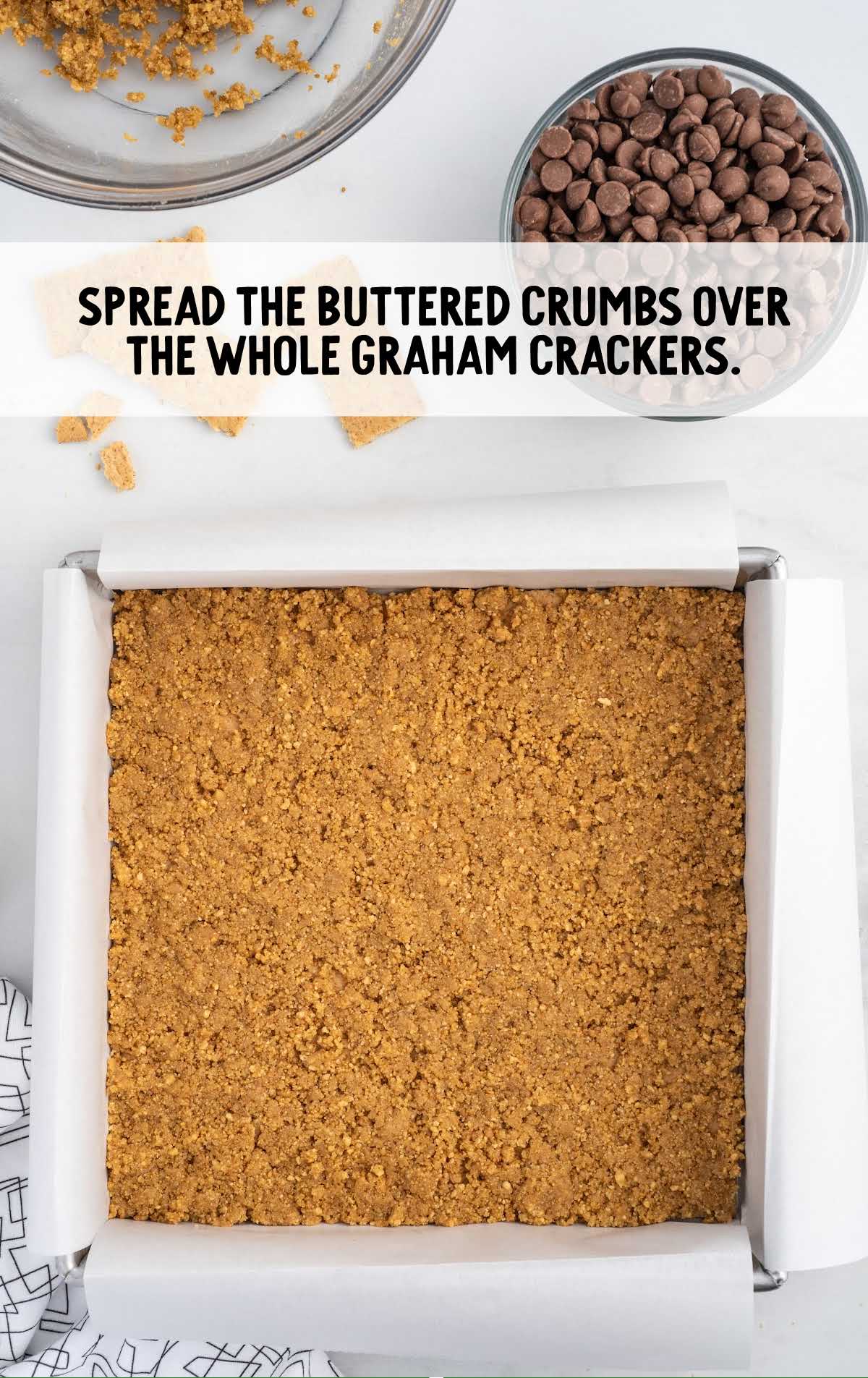 buttered crumbs spread over the whole graham crackers