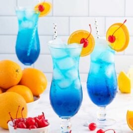 close up shot of Blue Lagoon Mocktails