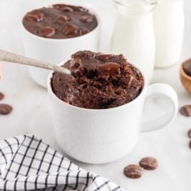 a close up shot of Brownie in a Mug with a spoon full