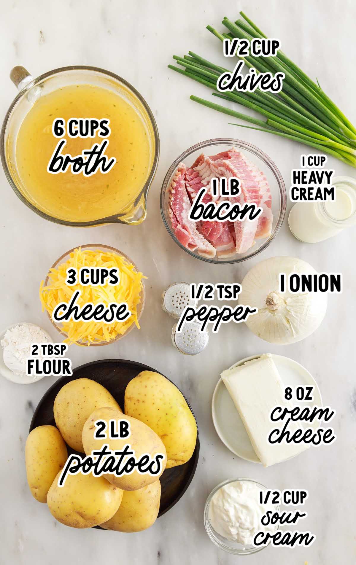 Crockpot Potato Soup raw ingredients that are labeled