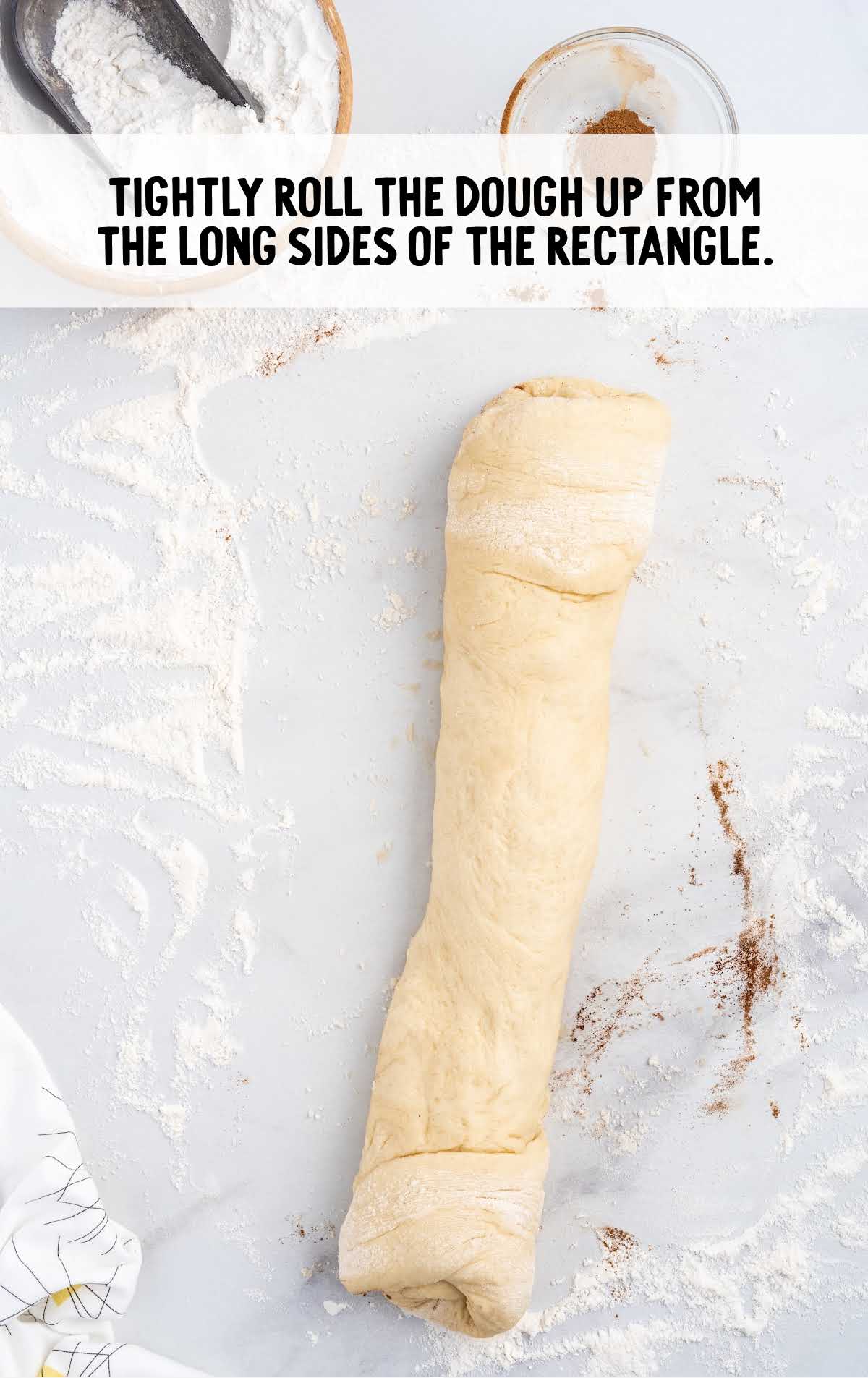 dough rolled tightly