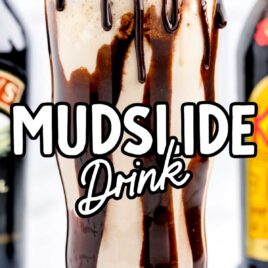 a close up shot of Mudslide Drink on a tall glass