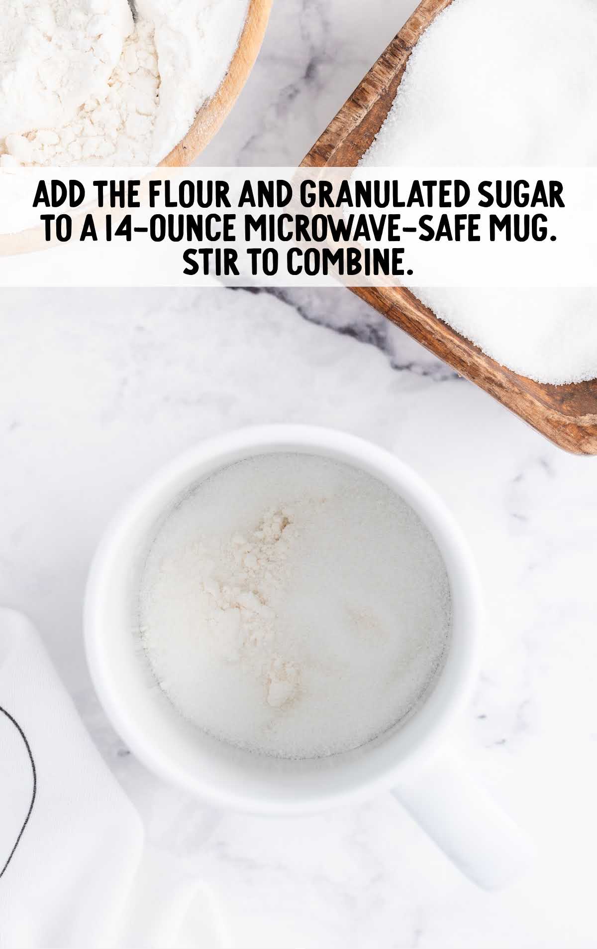 flour and sugar combined in a mug