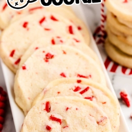 Peppermint Shortbread Cookie piled on a plate