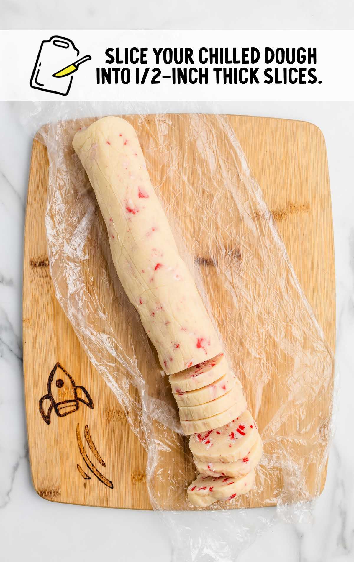 using a knife slice chilled dough