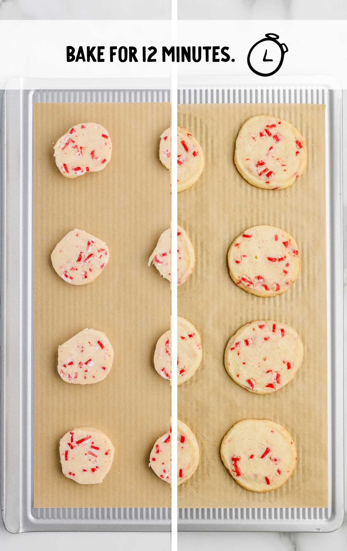 cookies before and after being baked on a cookie sheet