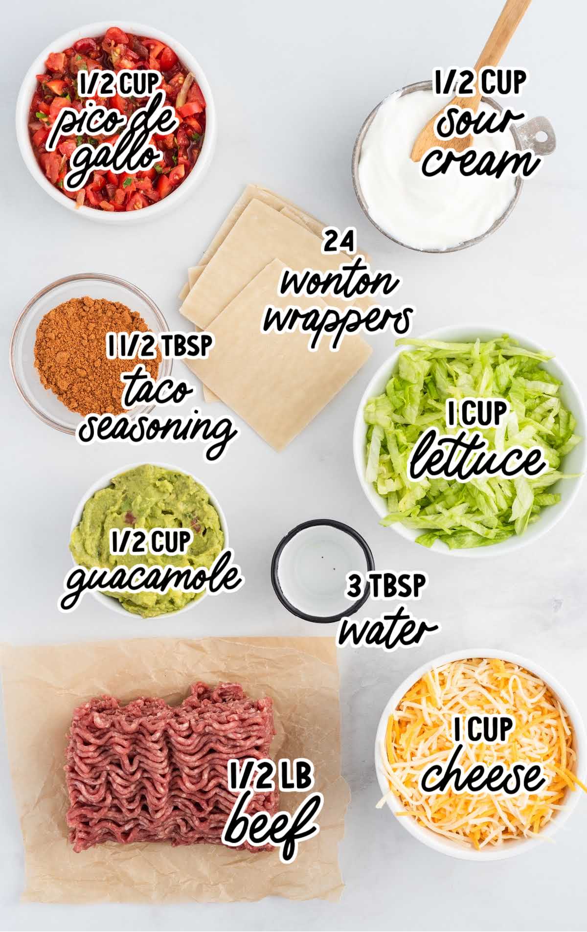 Taco Bites raw ingredients that are labeled
