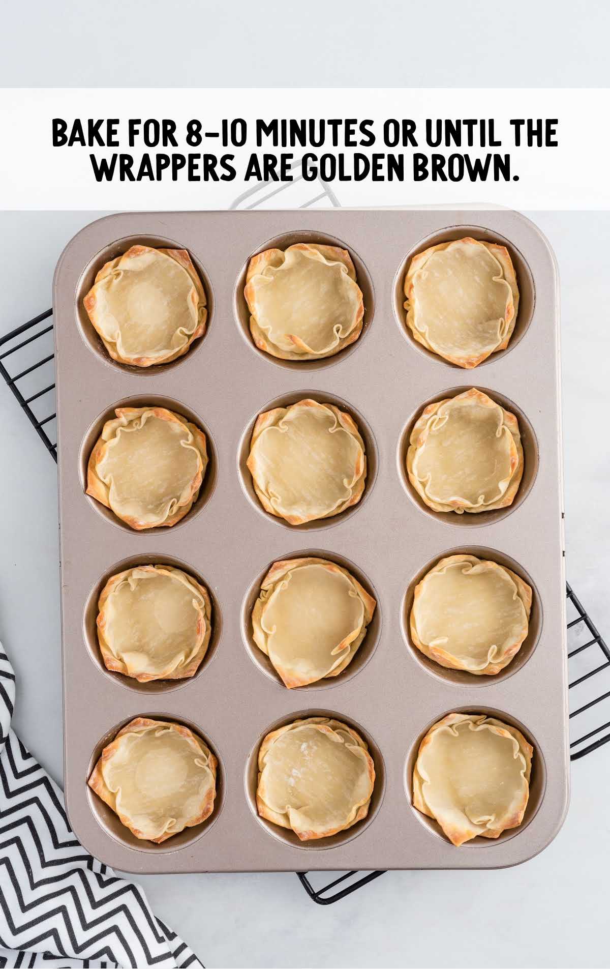 bake the wonton cups until the wrappers are golden brown
