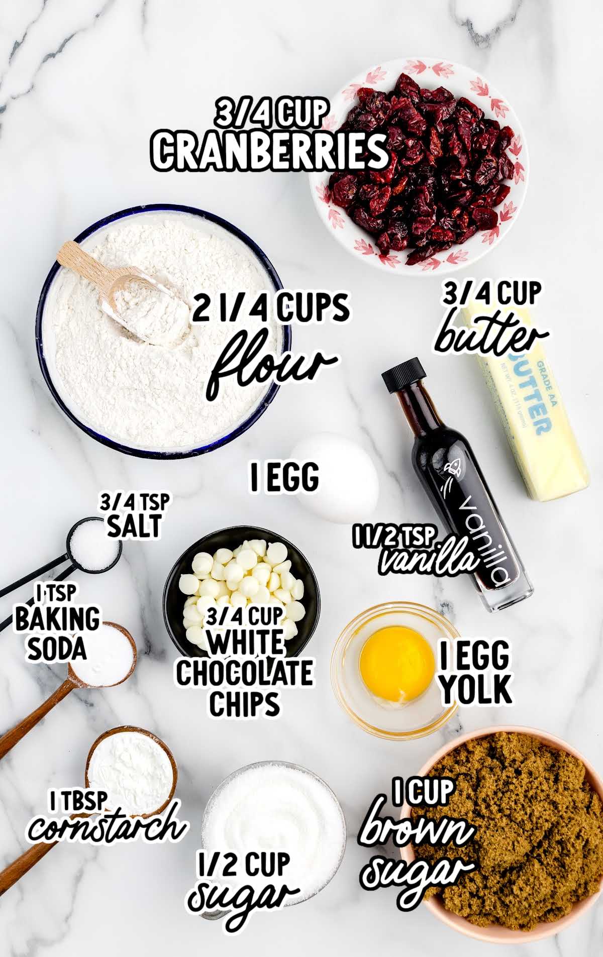 White Chocolate Cranberry Cookies raw ingredients that are labeled