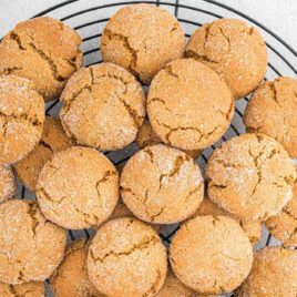 a close up shot of Gingersnap Cookies on a rack