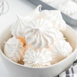 close up shot of Meringue Cookies in a bowl