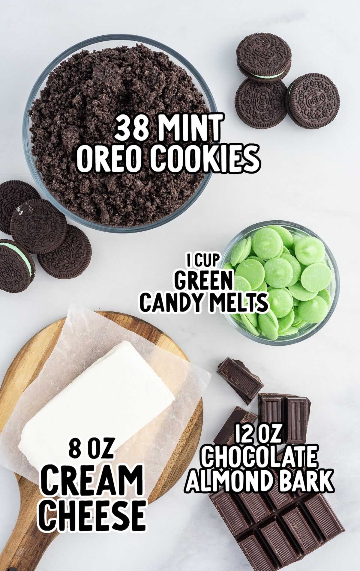 Mint Oreo Truffles raw ingredients that are labeled