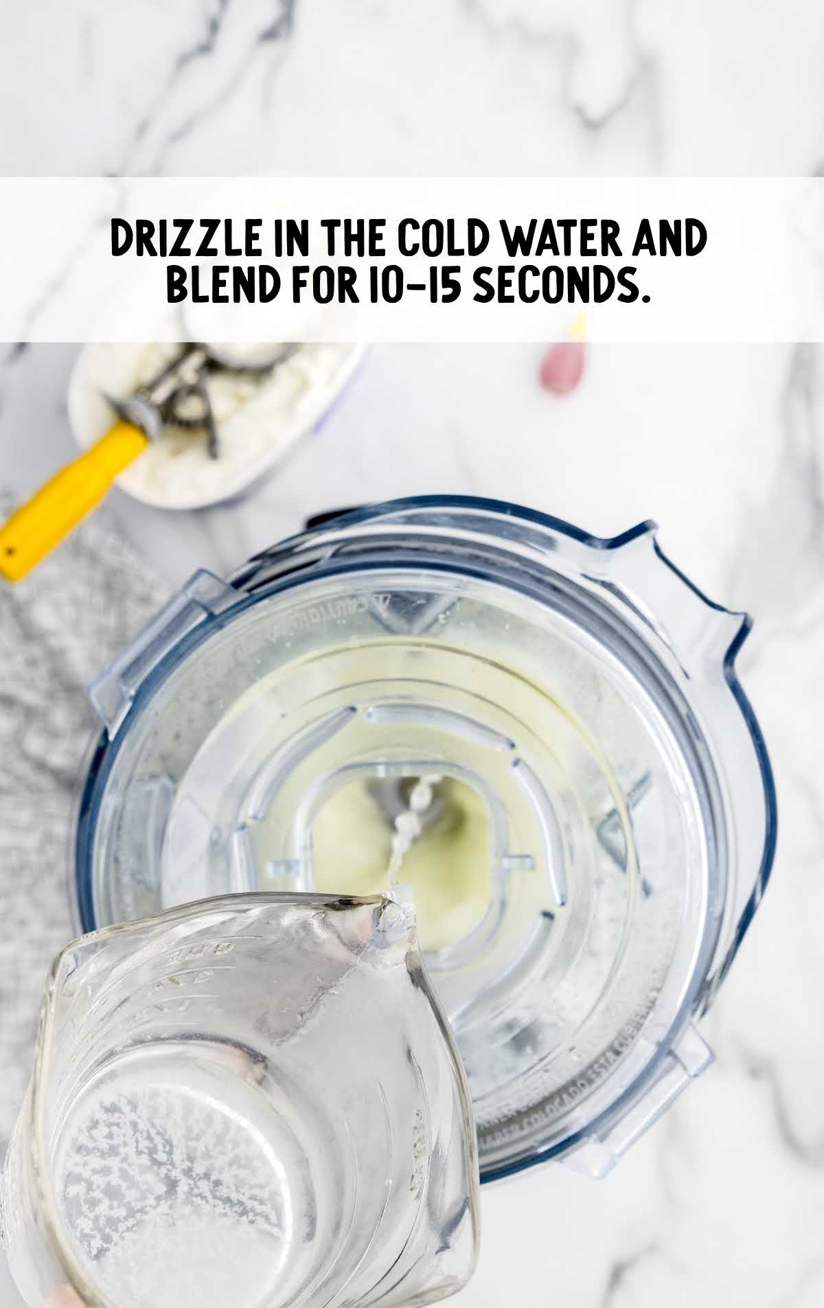 water added to the lemon juice mixture in a blender