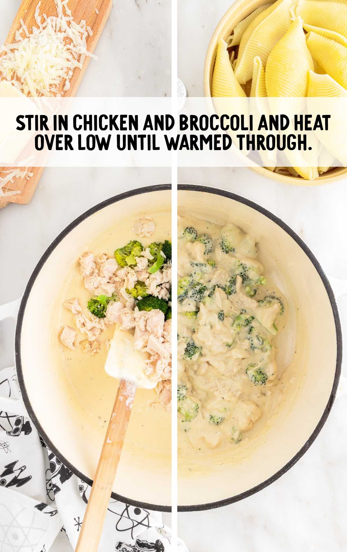 chicken and broccoli cooked and stirred in a bowl