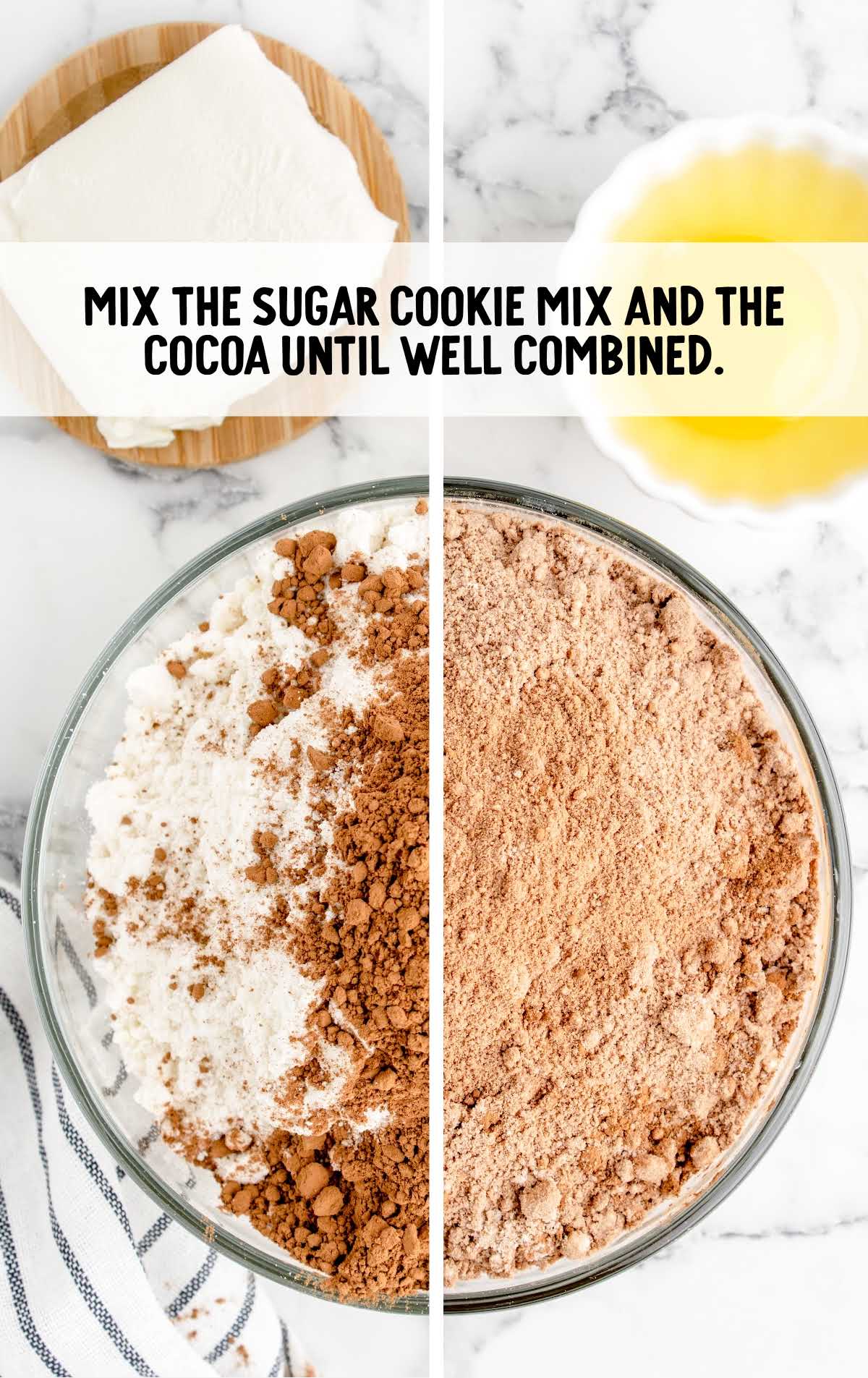 sugar cookie mix and cocoa combined together