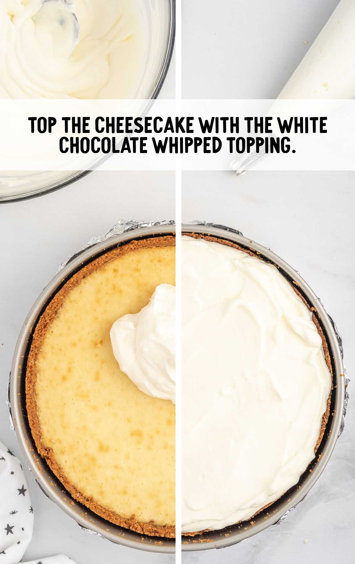 chocolate whipped topping topped on top of the cheesecake
