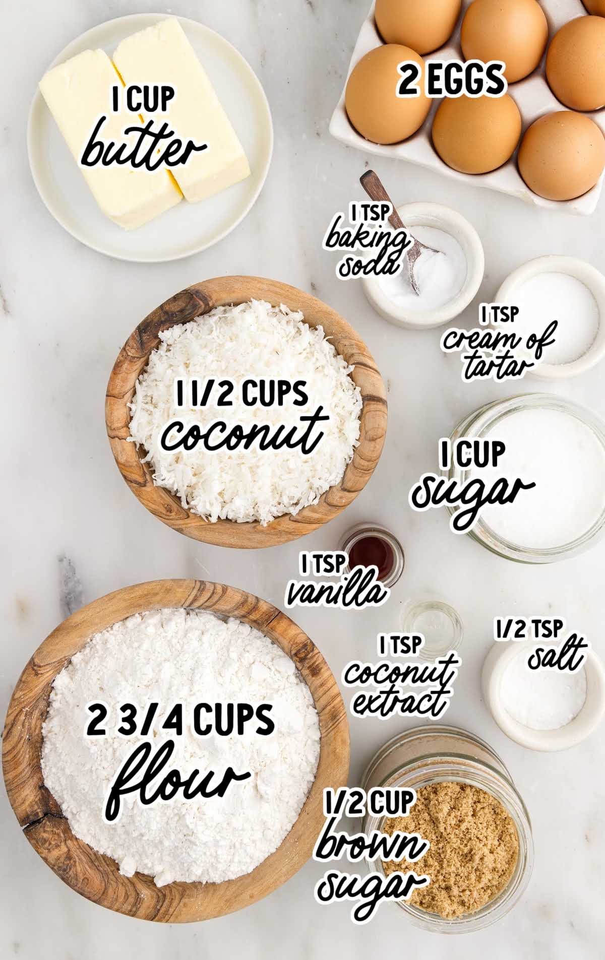 Coconut Cookies raw ingredients that are labeled
