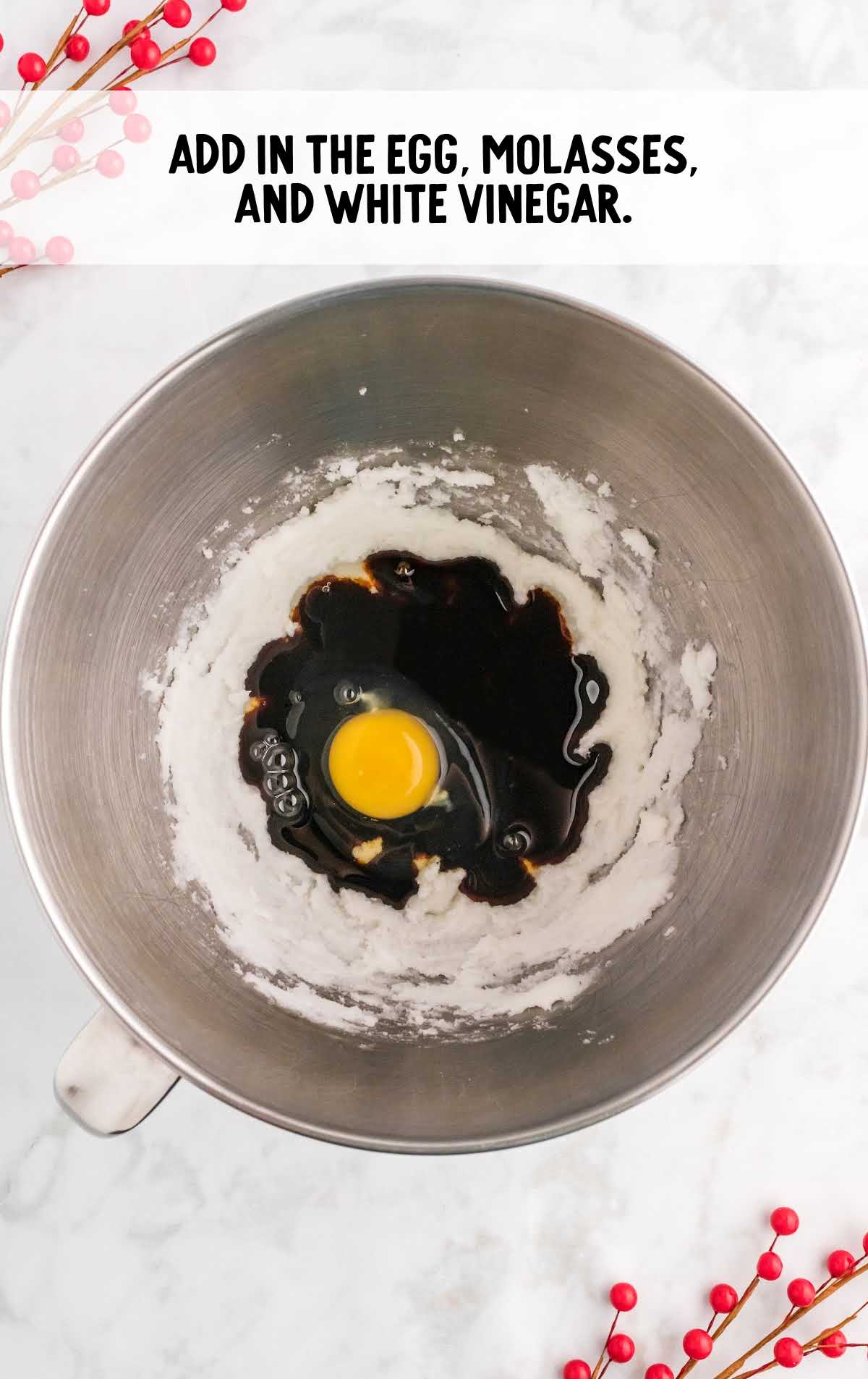 egg, molasses and white vinegar added to a bowl