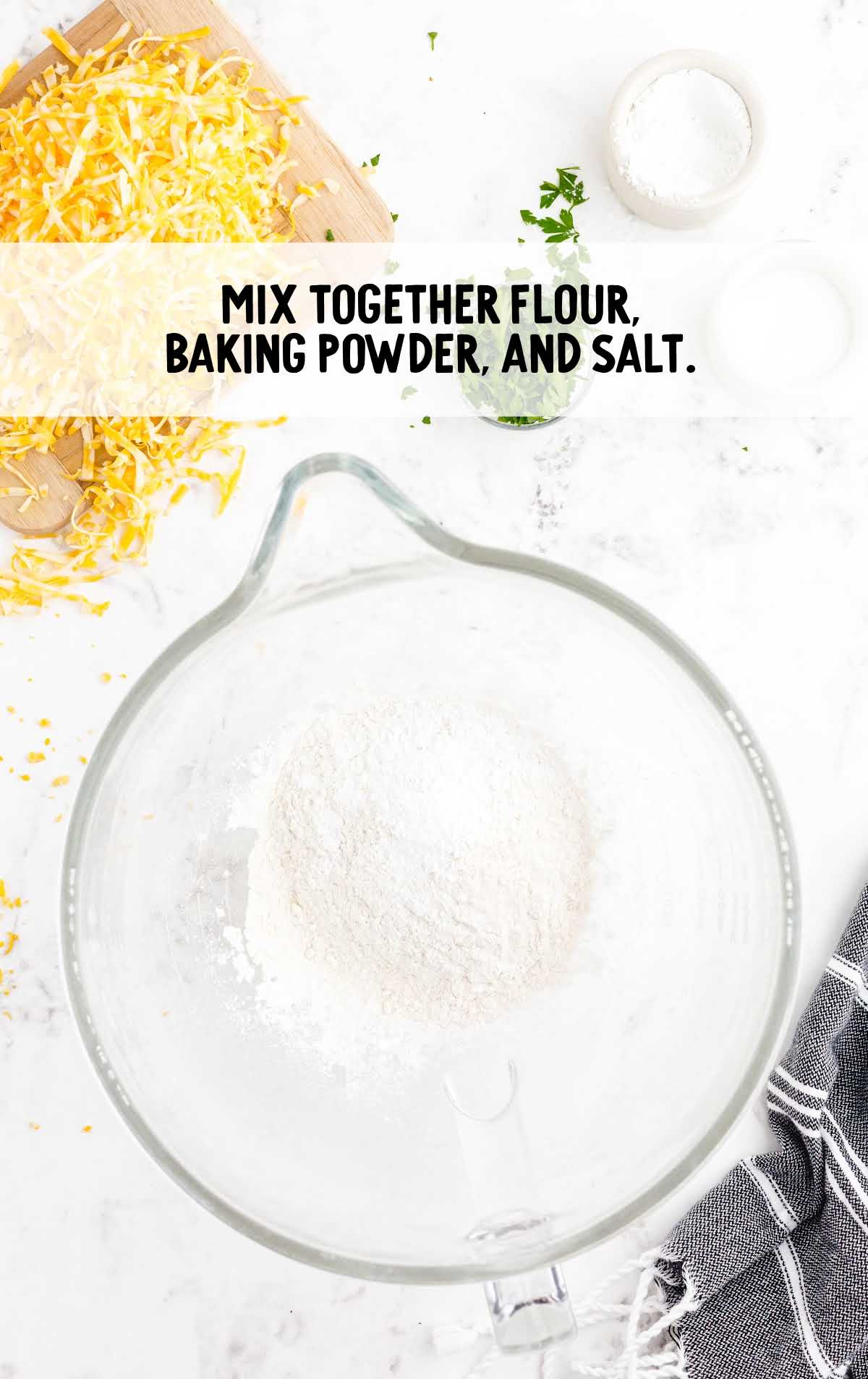 flour, baking powder, and salt mixed together