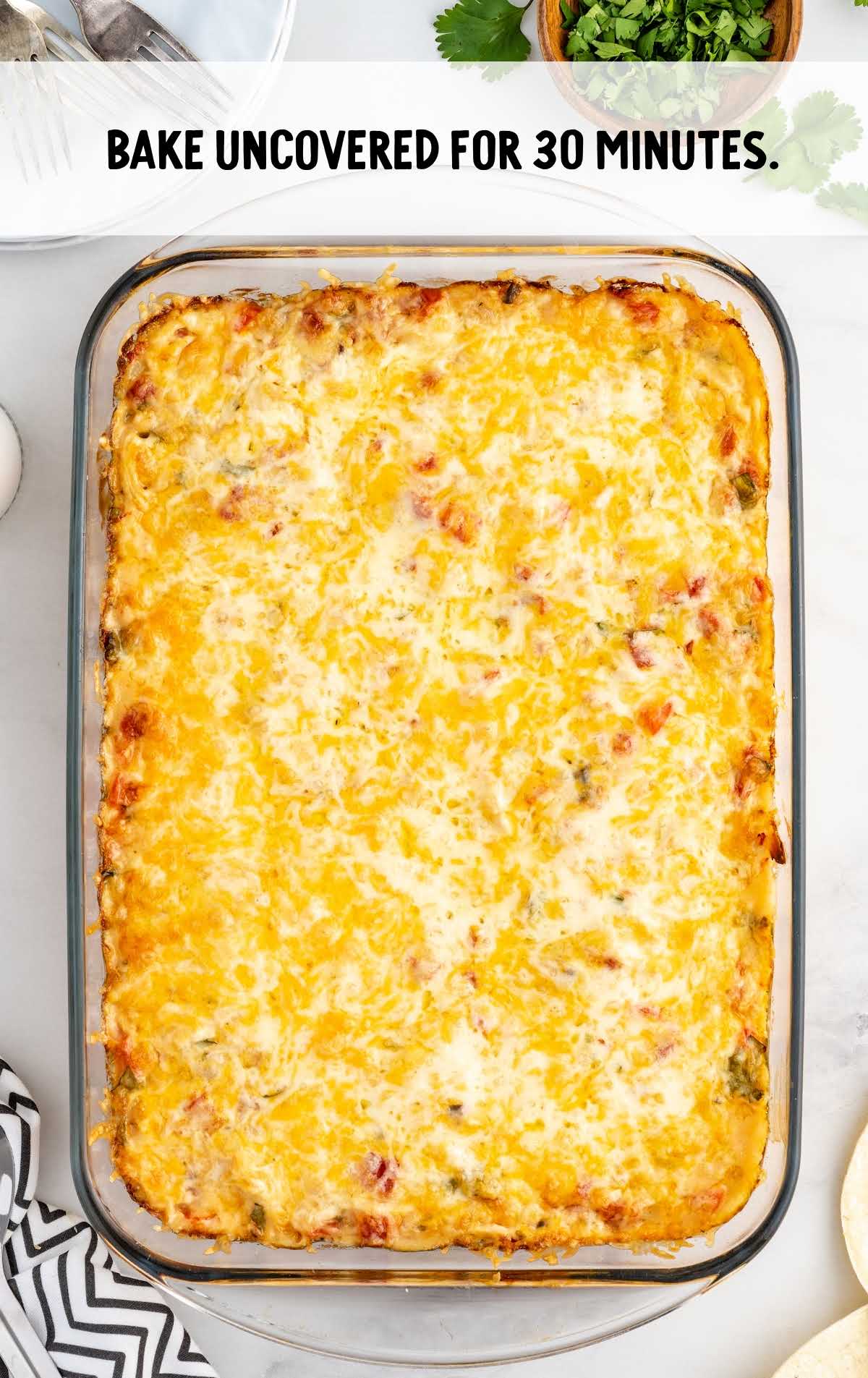 King Ranch Chicken Casserole baked in a baking dish