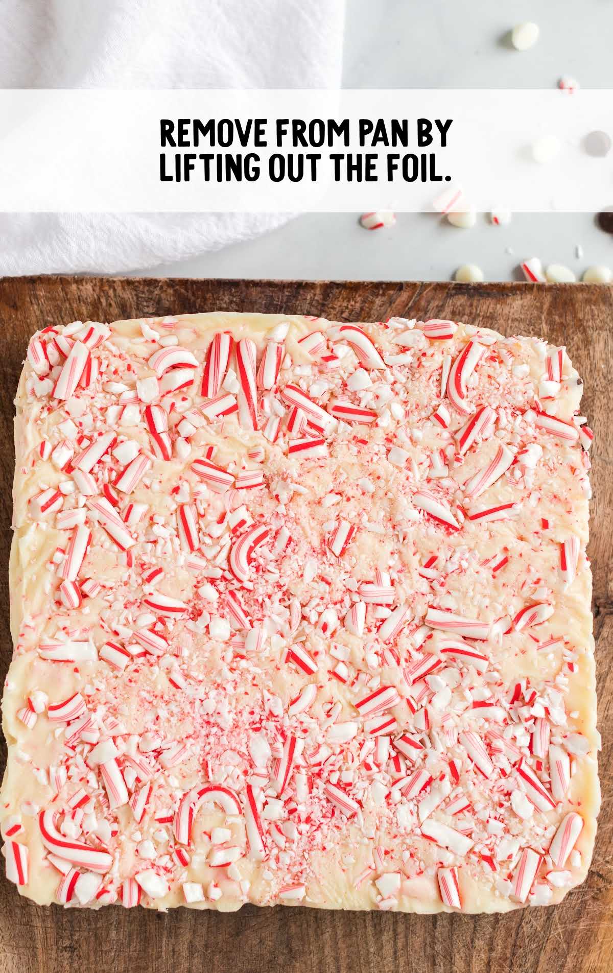 remove Layered Peppermint Fudge from the pan