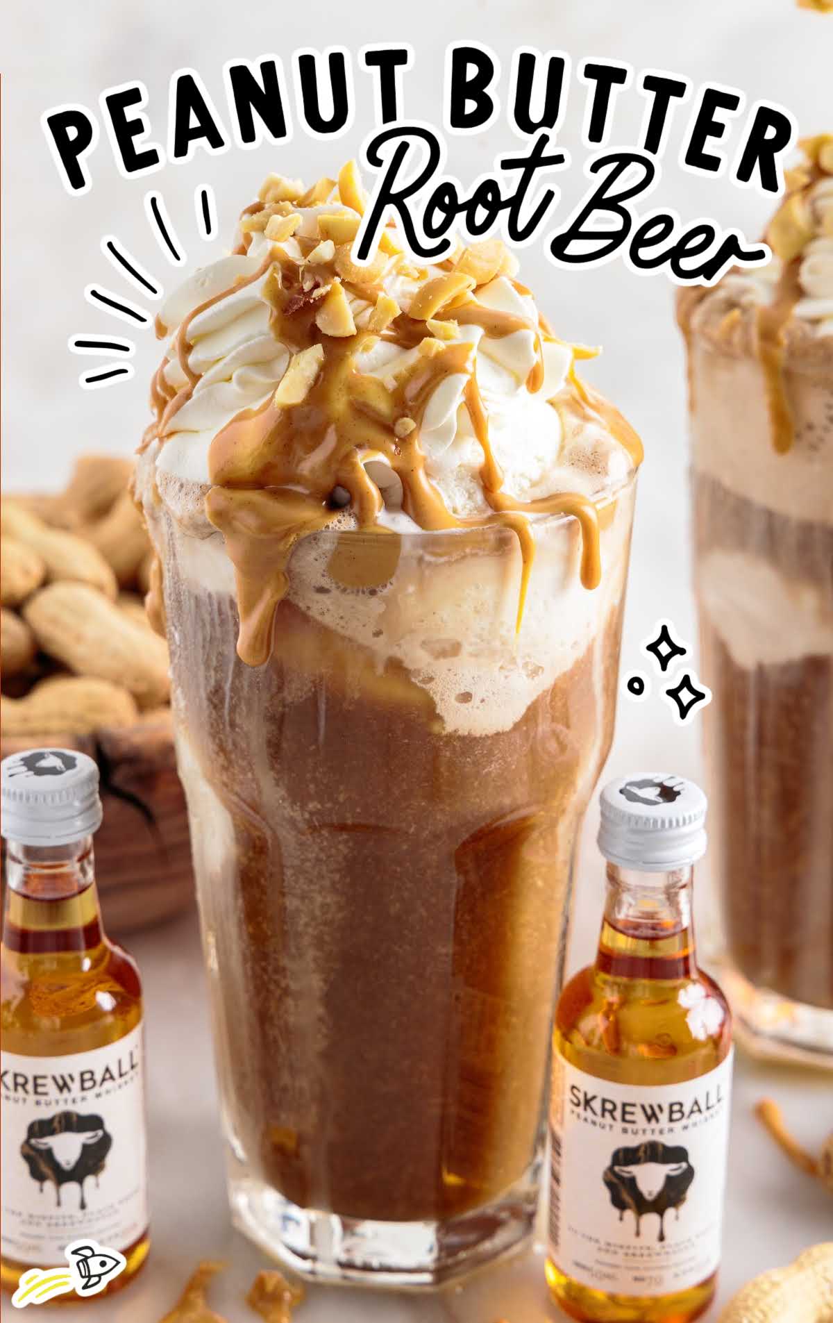 a close up shot of a Peanut Butter Root Beer in a tall glass