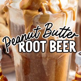 a close up shot of Peanut Butter Root Beer in a tall glass