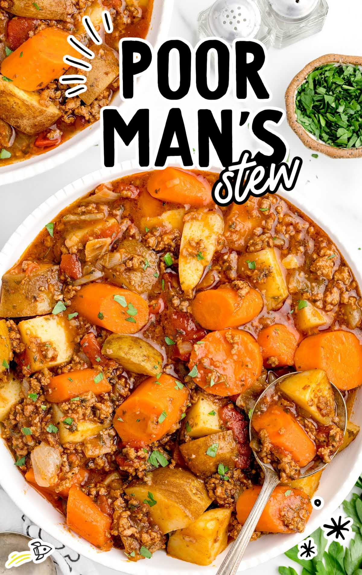 overhead shot of Poor Man’s Stew in a bowl