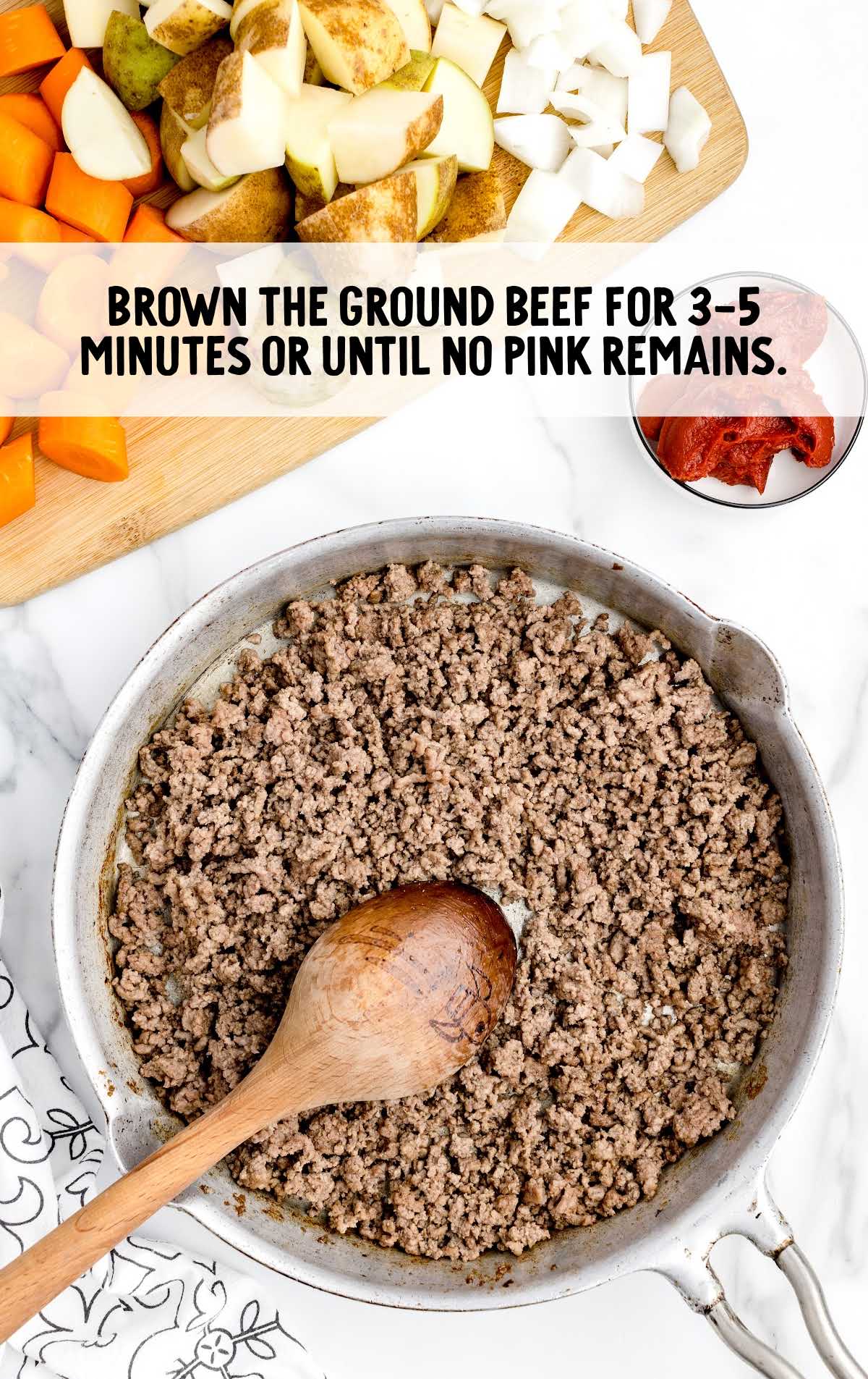 ground beef cooked into no pink remains