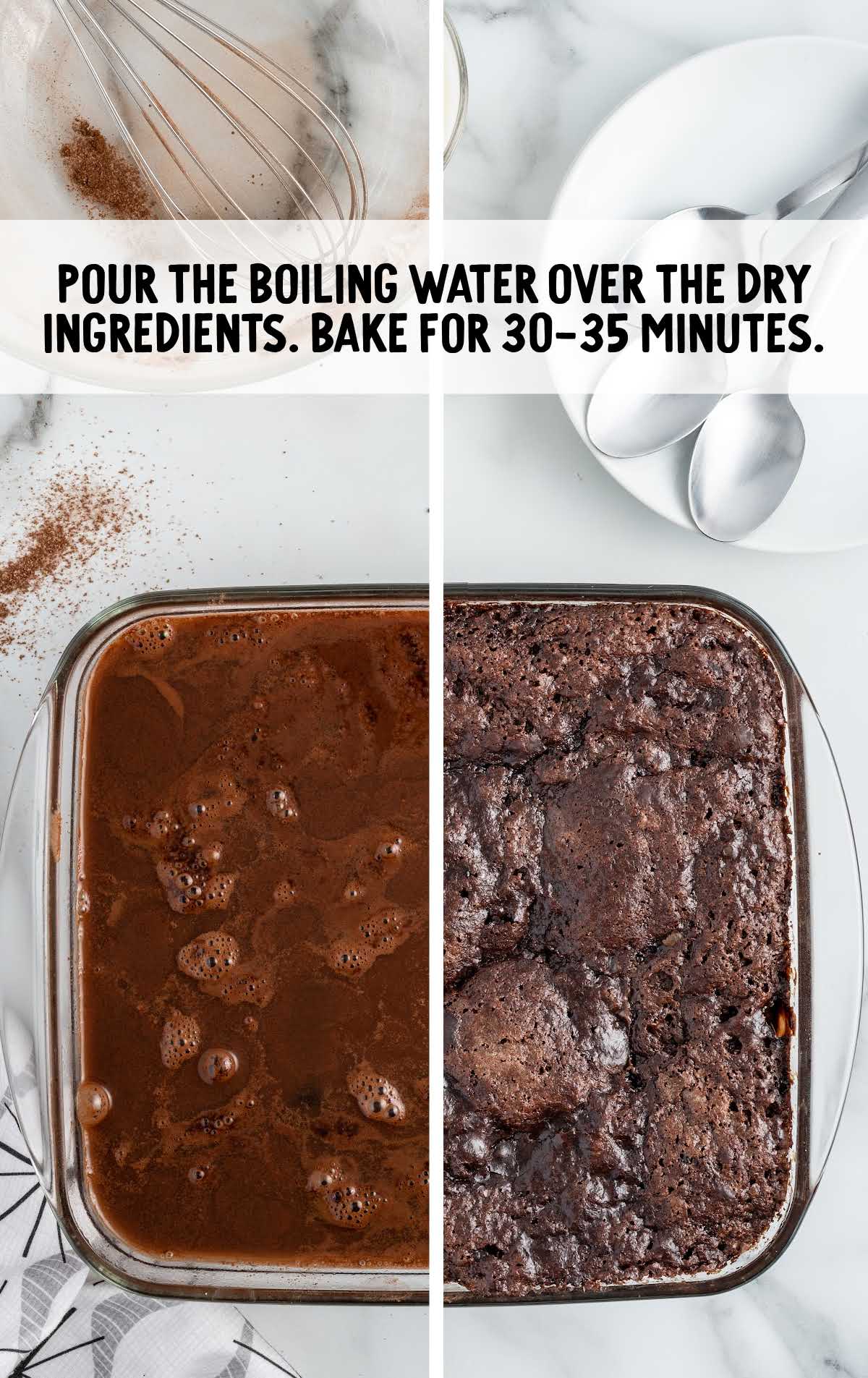 boiling water poured over he dry ingredients