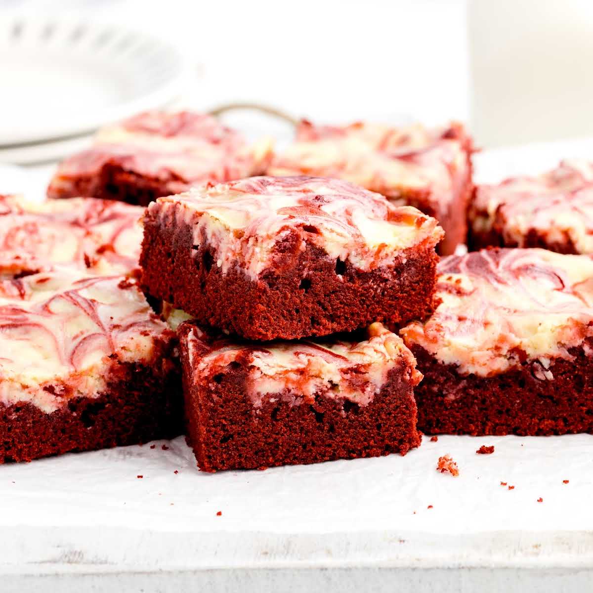 a close up shot of Red Velvet Brownies