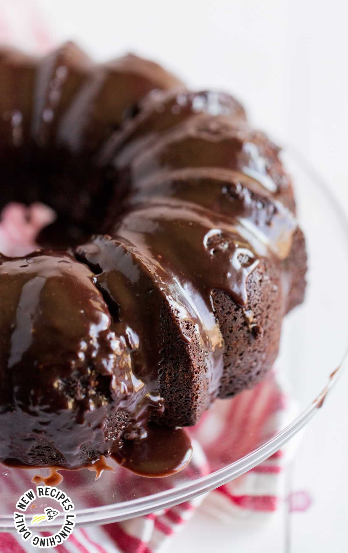 a close up shot of Red Wine Chocolate Cake