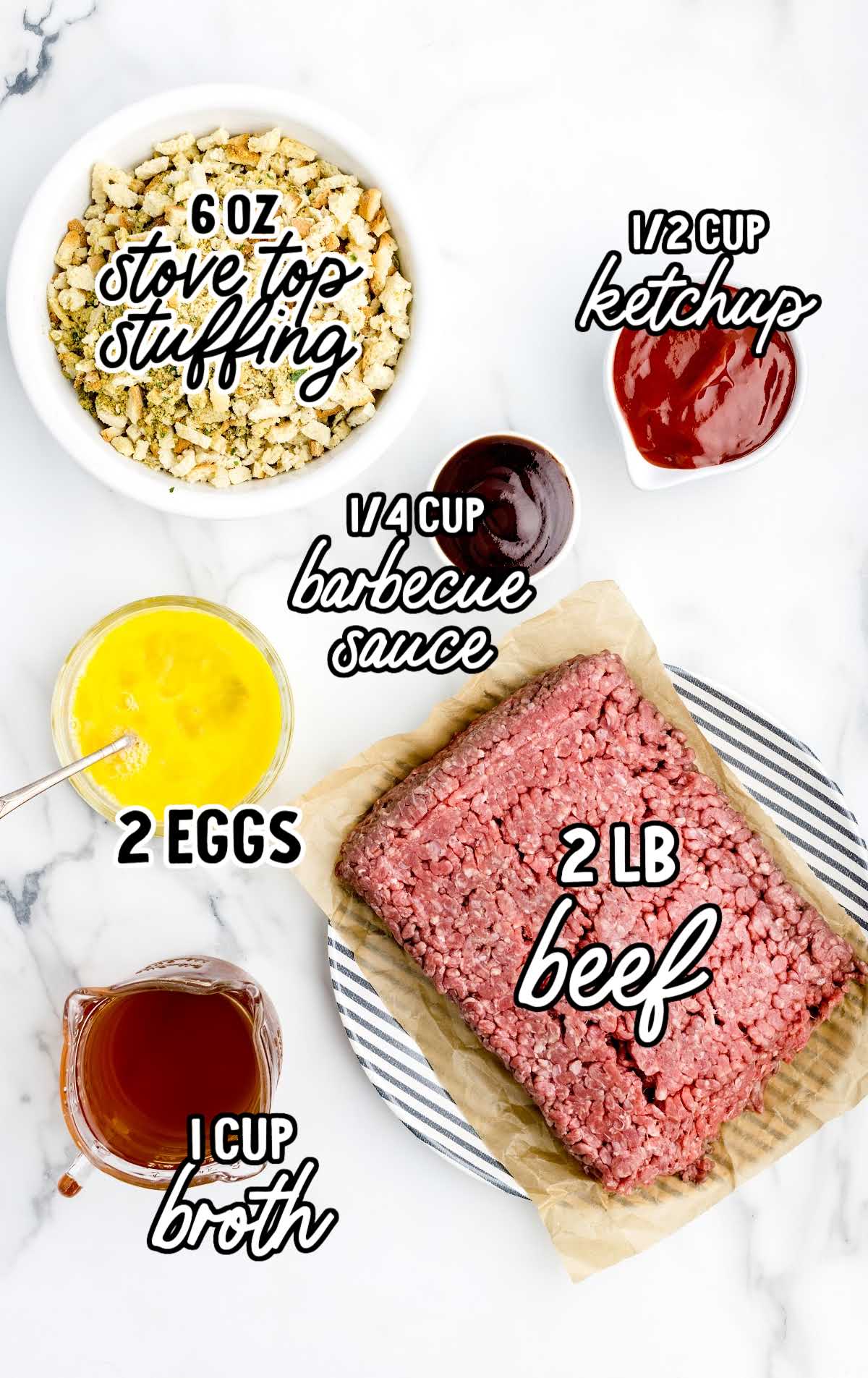 Stove Top Meatloaf raw ingredients that are labeled