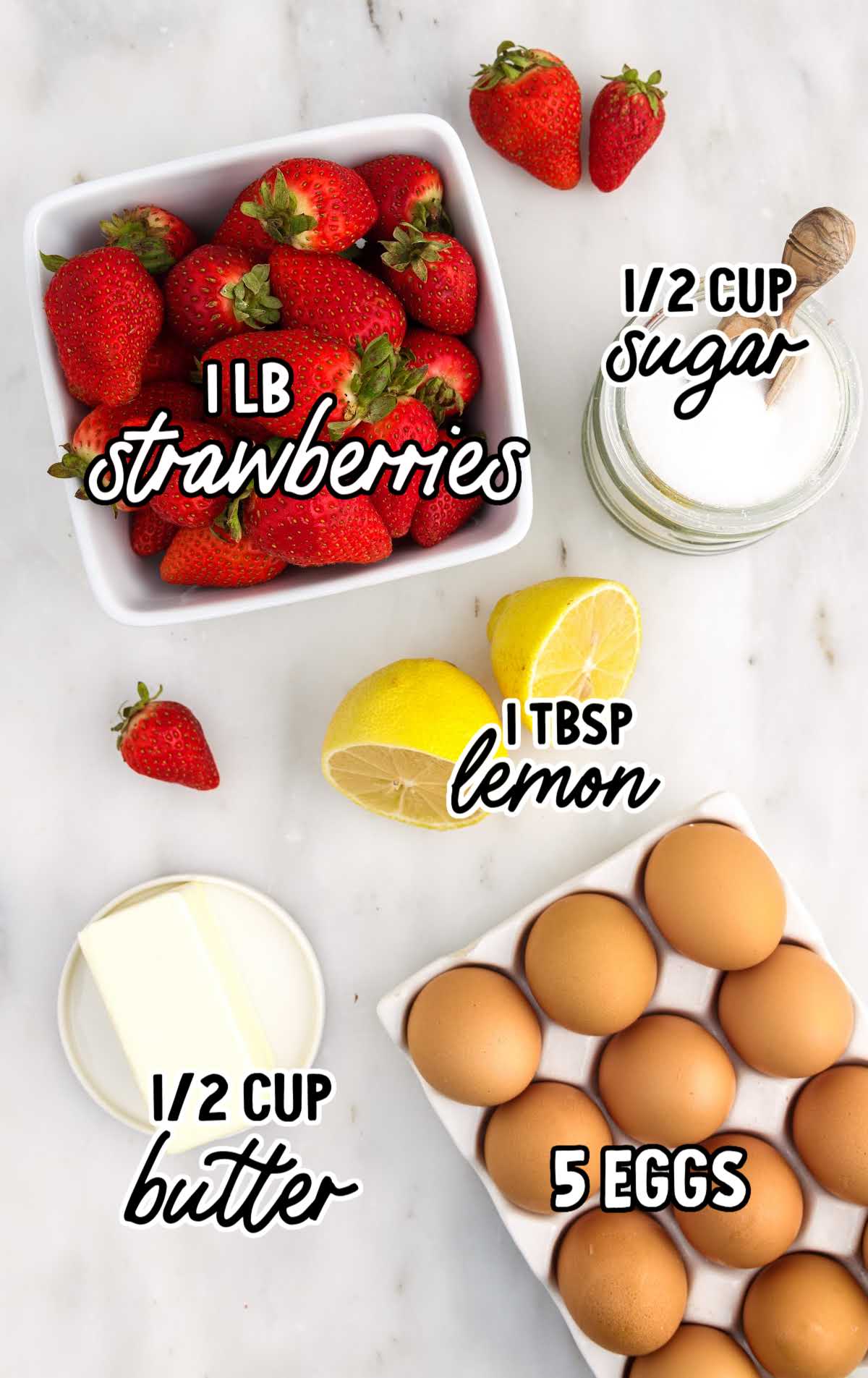 Strawberry Curd raw ingredients that are labeled