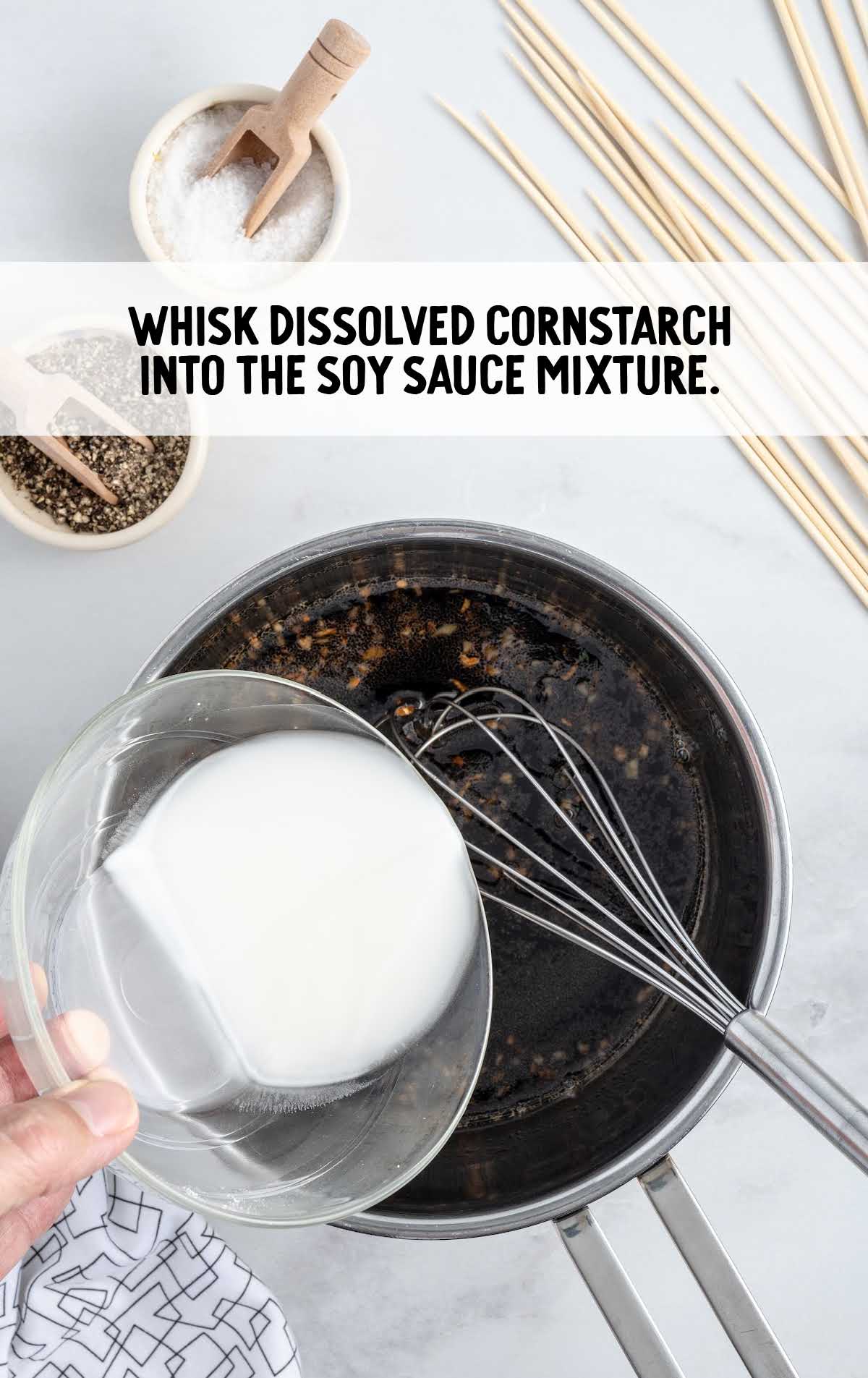 cornstarch dissolved into the soy sauce mixture